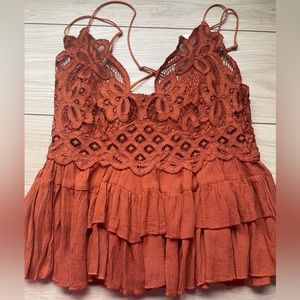 Free People Intimately Adella Cami in Winding Roads (Terra Cotta) M NWT (B1)